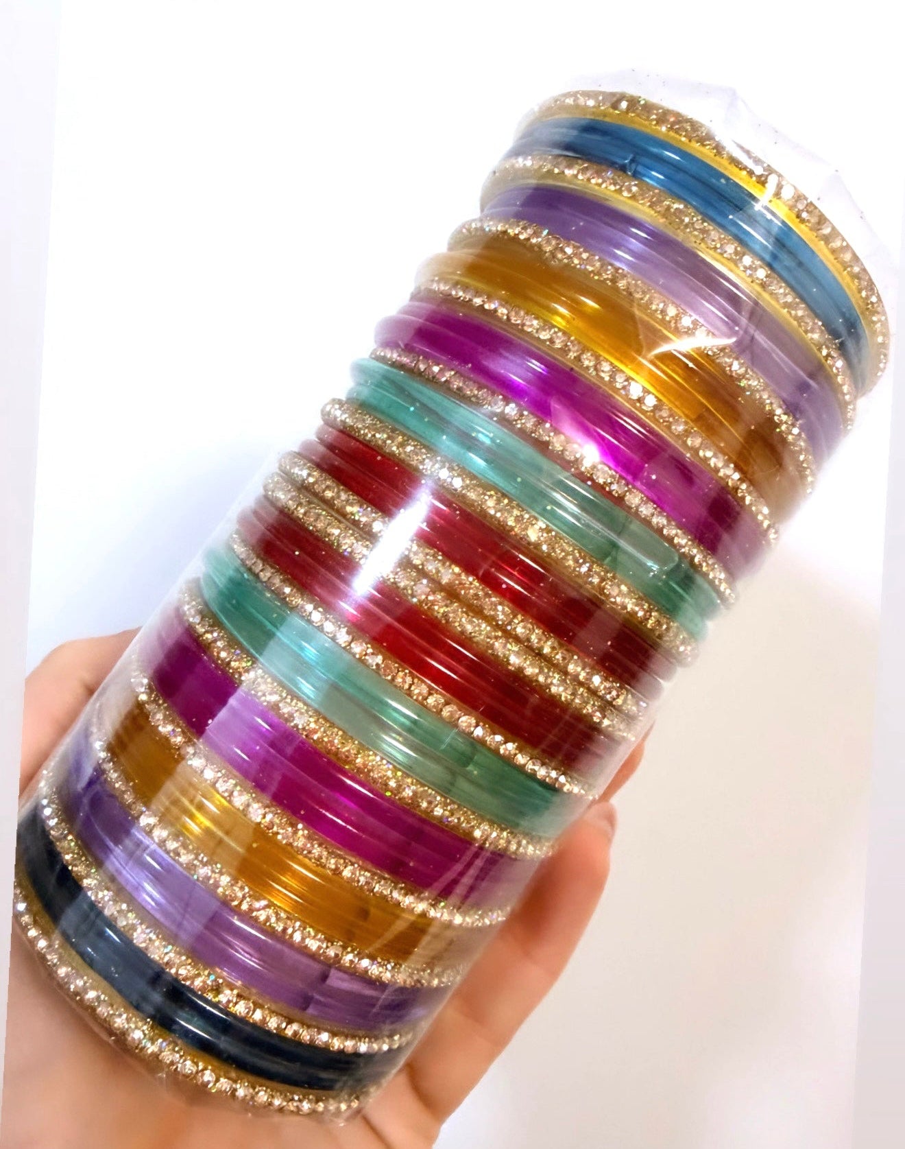 Lilah Multi Color Glass Bangle Set