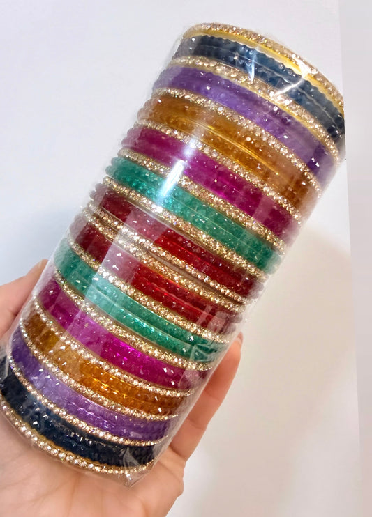 Lilah Multi Color Glass Bangle Set