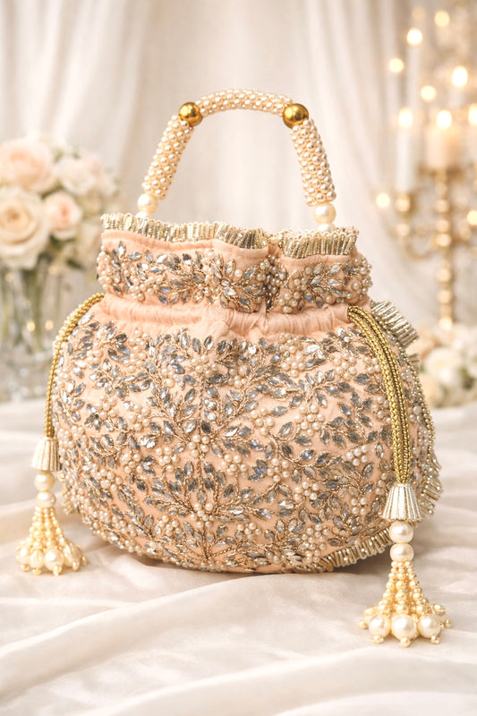 Roshni Peach Colored Potli Bag