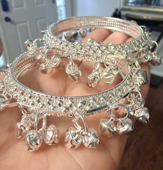 Silver Kashmiri Ghungroo Bangle Set of 2