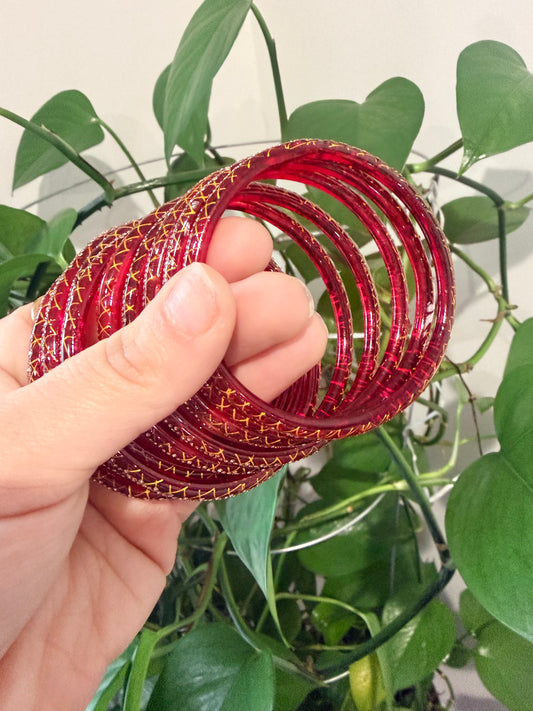 Sophia Glossy Glass Bangle Set
