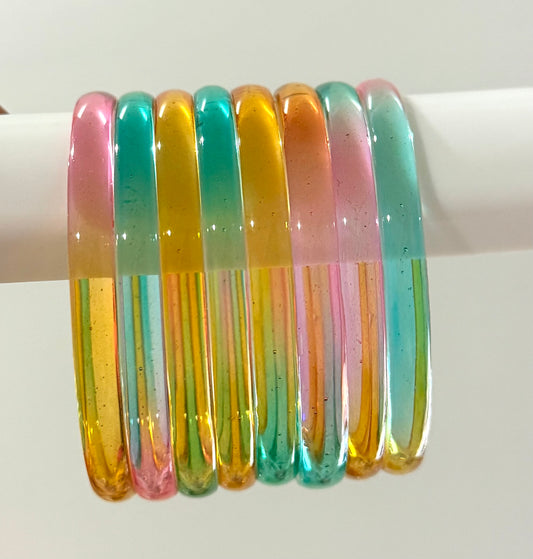 Sophia Glossy Glass Bangle Set