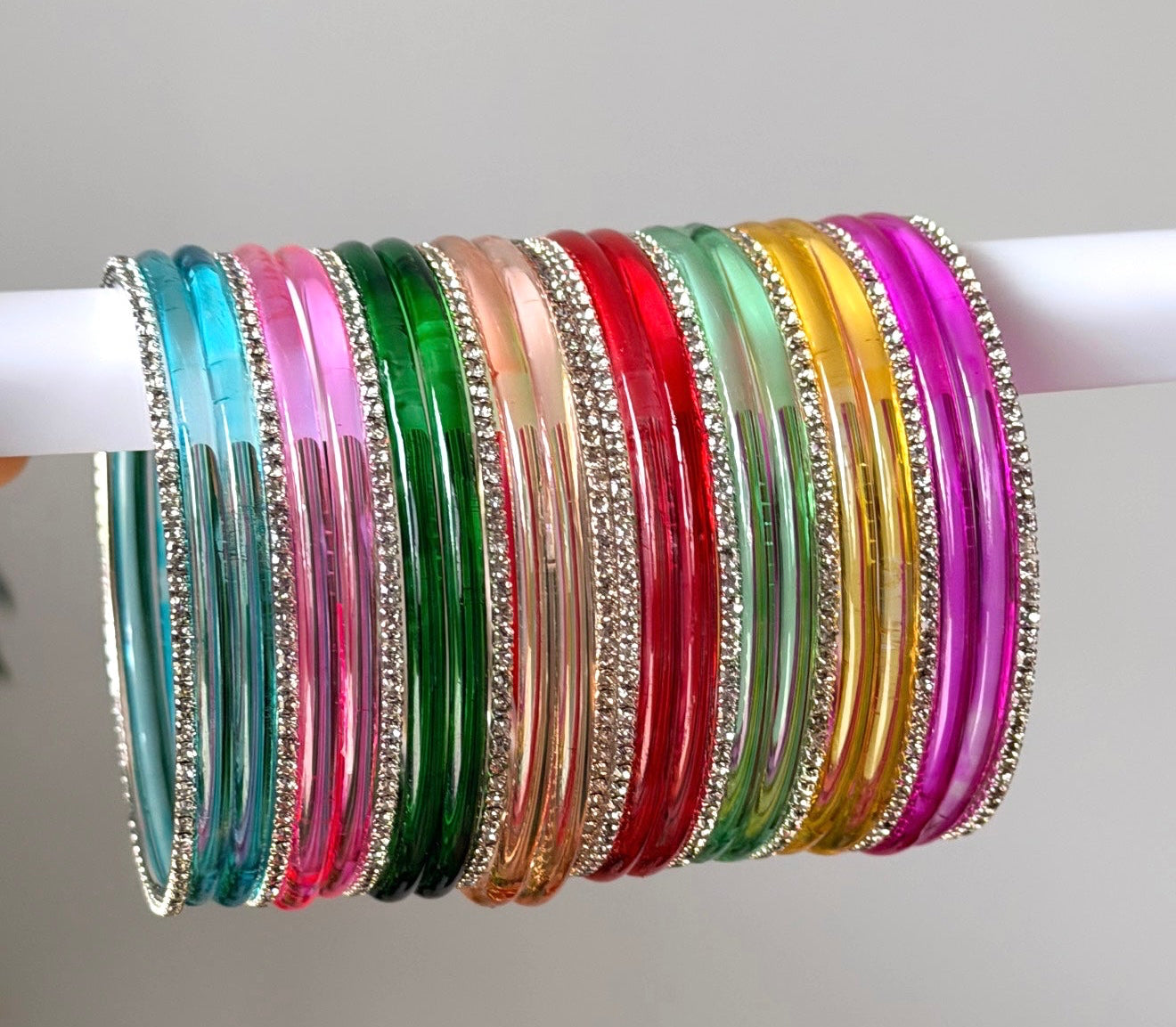 Amina Glossy Glass Bangle Set