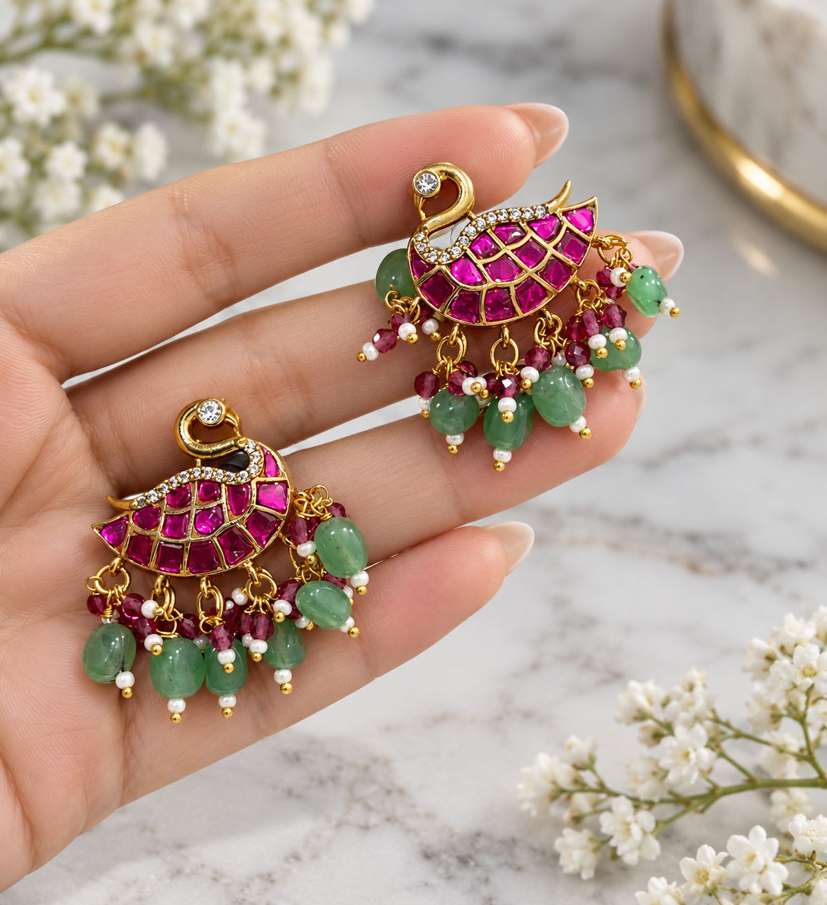 Rakhi Pachi Kundan Studs