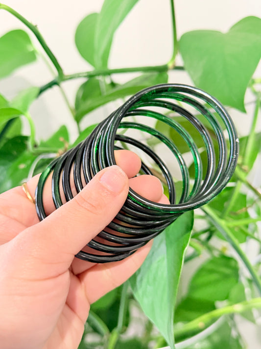 Sophia Glossy Glass Bangle Set
