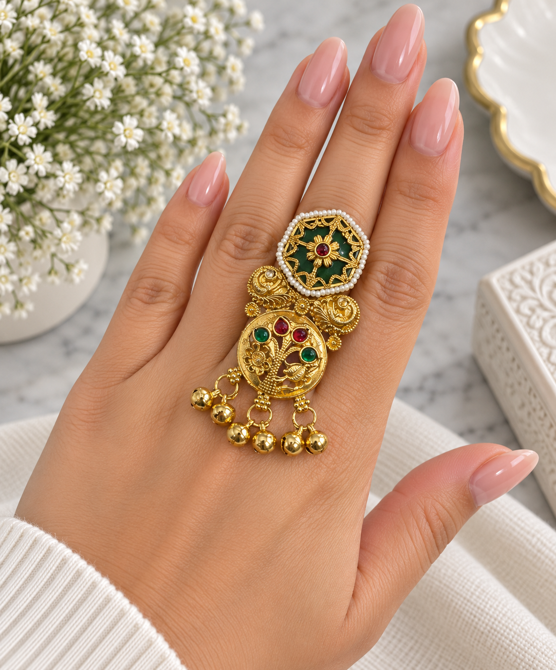 Heritage Adjustable Ghungroo Ring