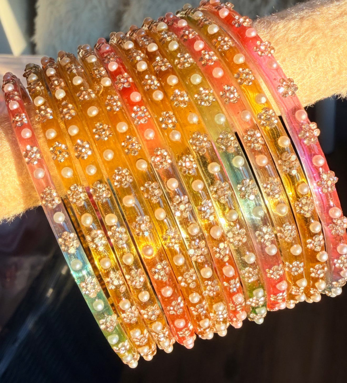 Sophia Pearl Glass Bangle Set