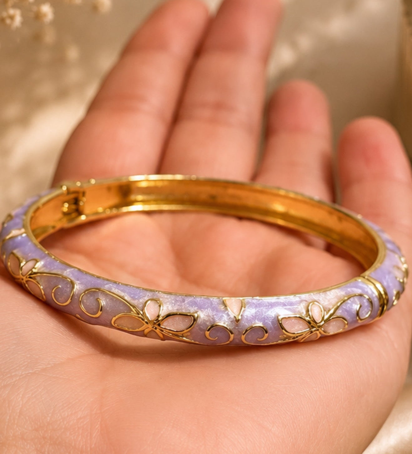 Mariam Openable Enamel Bangle Bracelet-One Piece Only