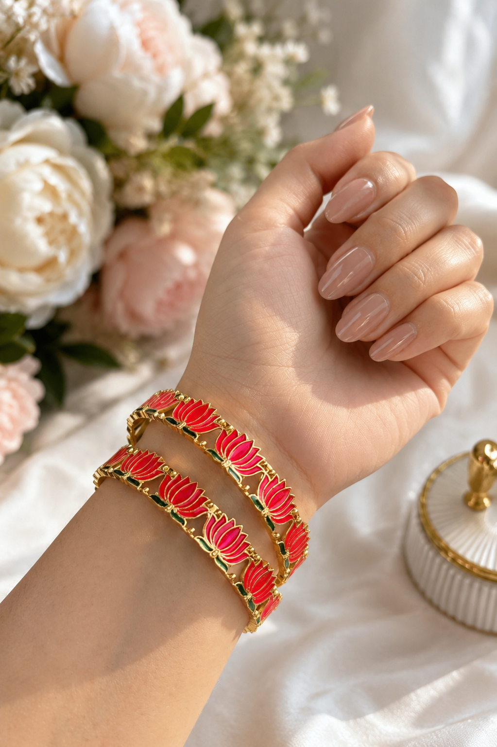 Lotus Bangles-Set of Two