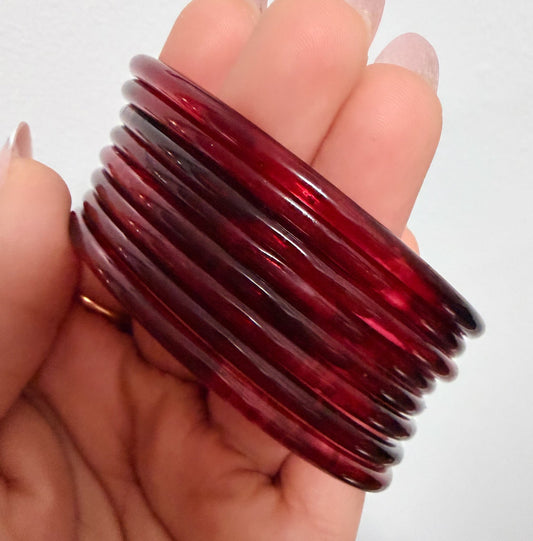 Sophia Glossy Glass Bangle Set