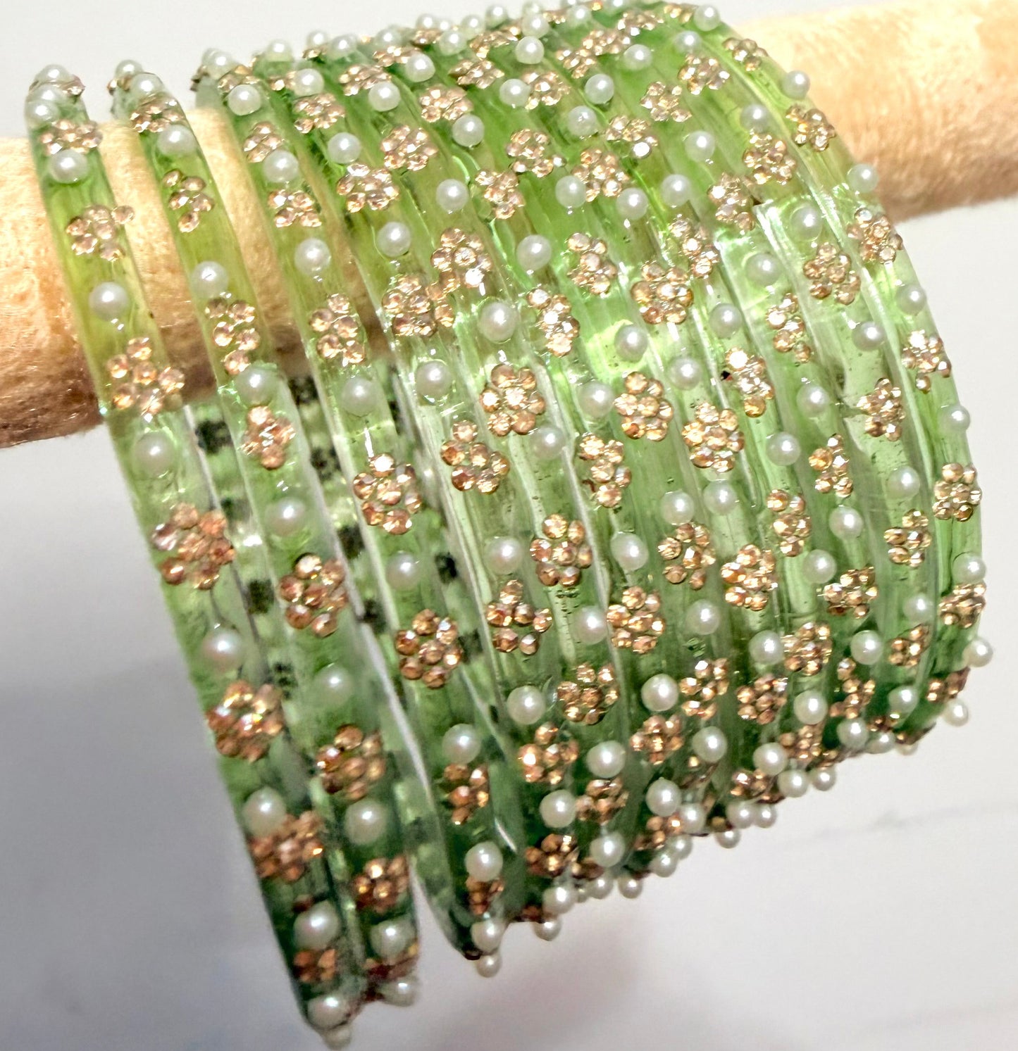 Sophia Pearl Glass Bangle Set