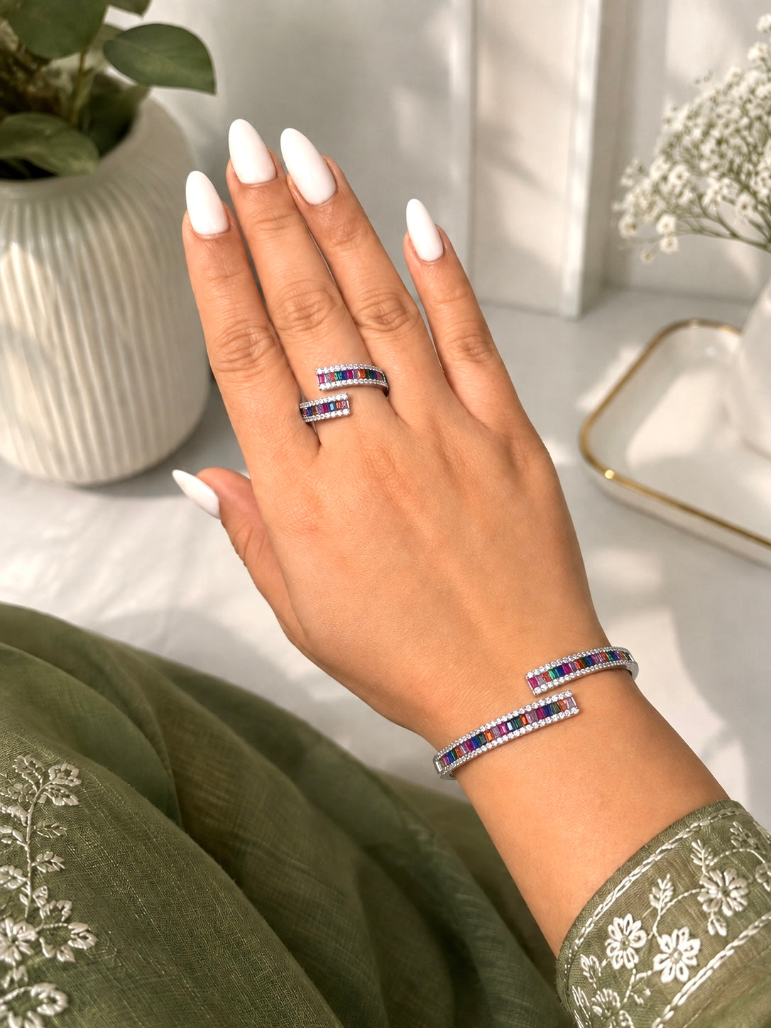 Ritika VVS Bracelet & Ring Combo/ Both are Adjustable