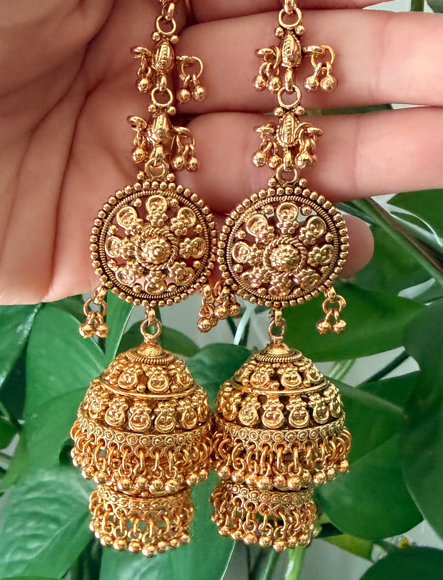Zara Premium Gold Plated Heavy Sahara Jhumkis