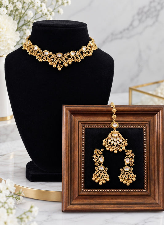 Avneet Moissanite Kundan Gold Plated Set