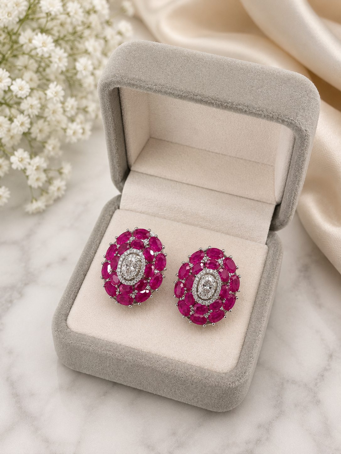 Nadia VVS Premium Quality Studs in Ruby