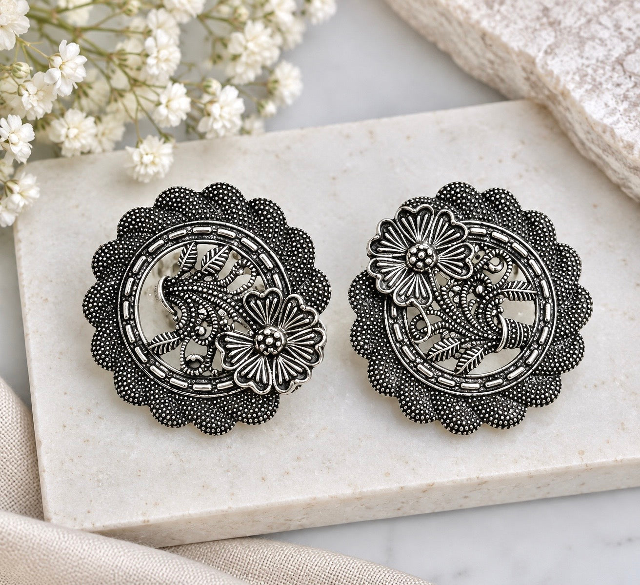 Amina Oxidized Oversized Studs
