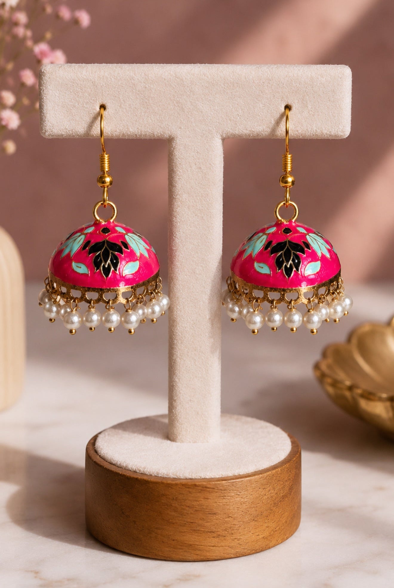 Gurnoor Meenakari Jhumkis