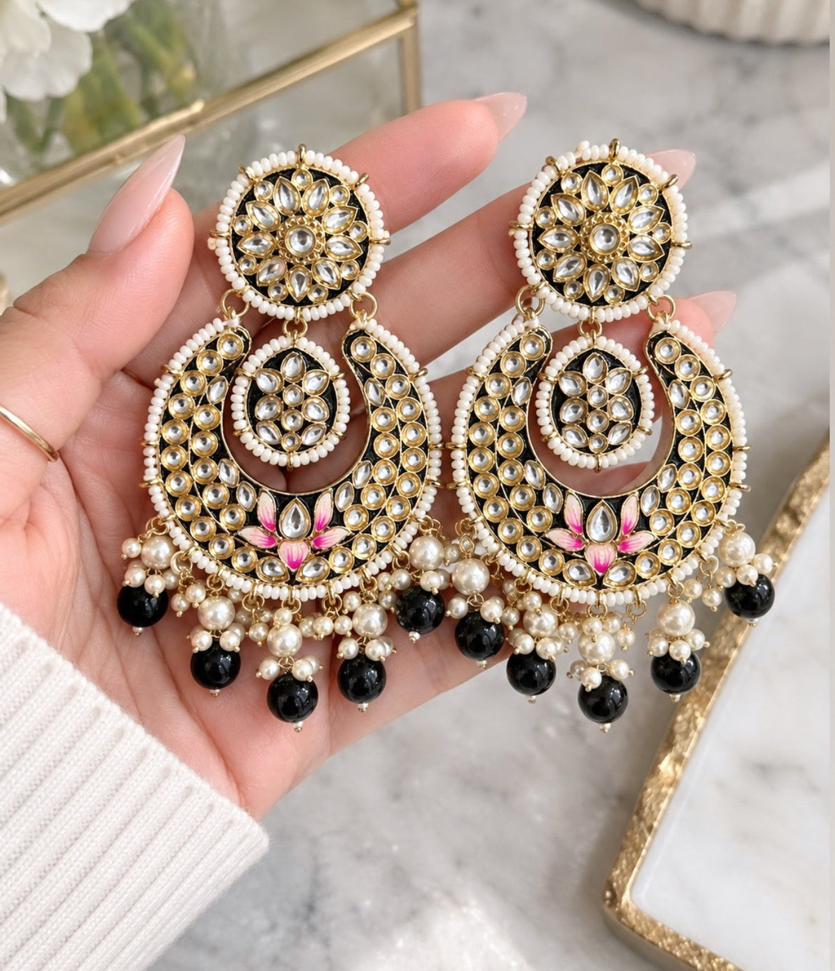 Rakhi Meenakari Statement Earrings