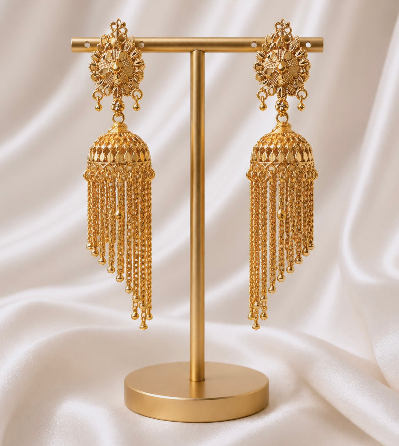 Aarti Chandelier Style Gold Plated Jhumkis