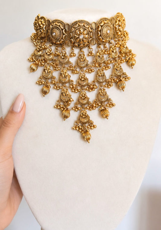 Premium Gold Plated Waterfall Style Necklace Set