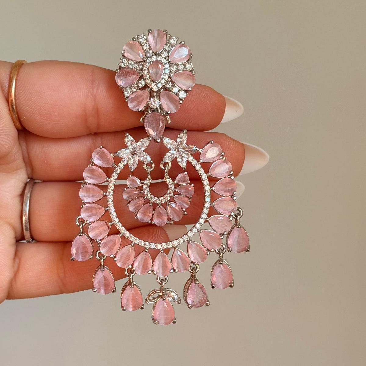 Tina Baby Pink Premium Chandbali