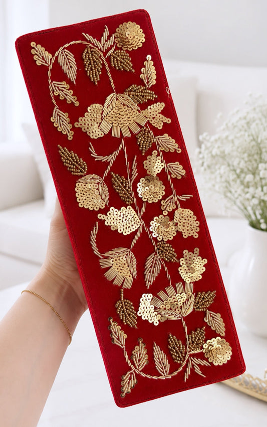Aria Zardozi Work Velvet Textured One Rod Bangle Box