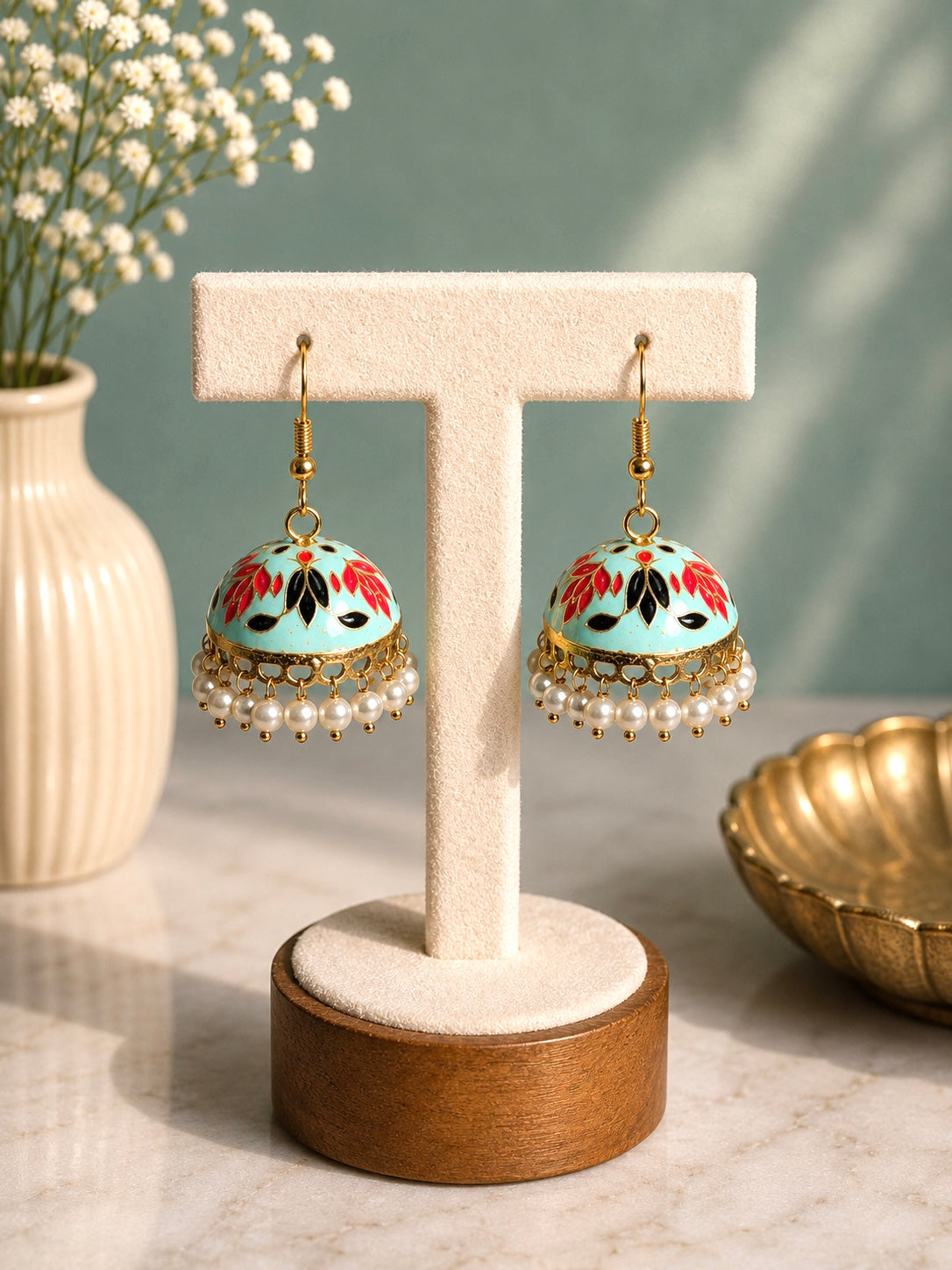 Gurnoor Meenakari Jhumkis