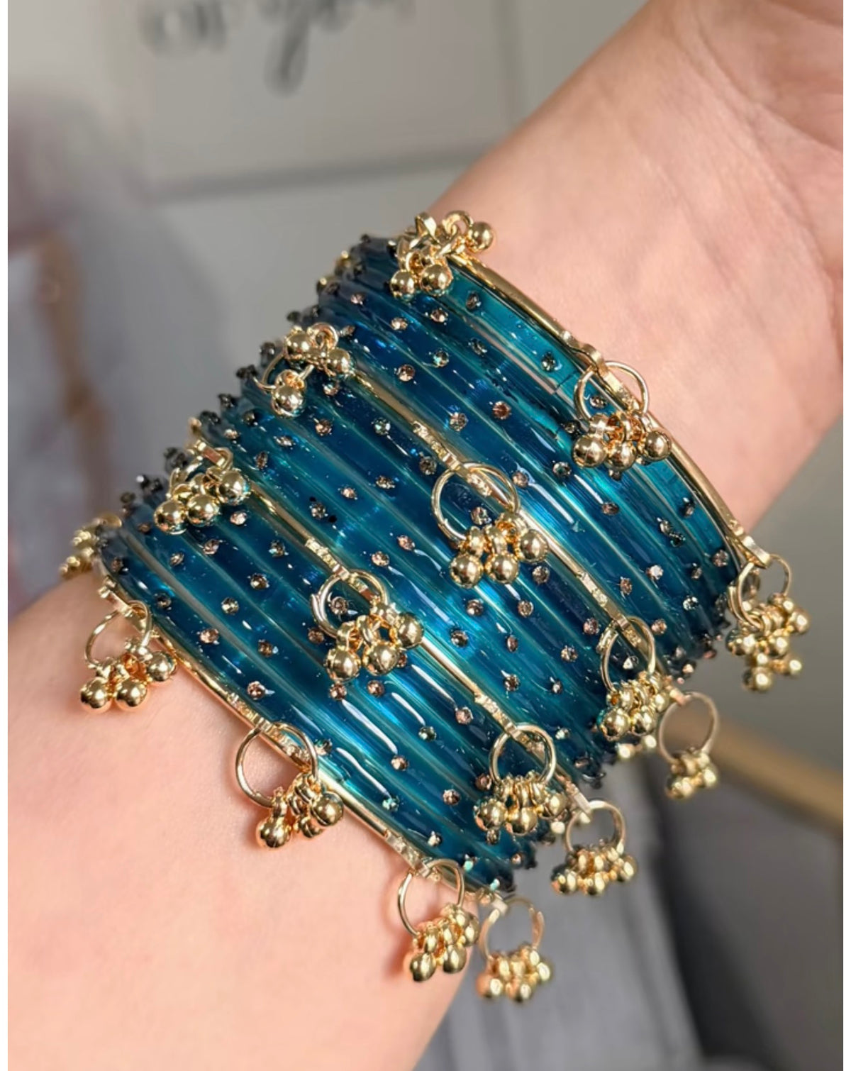 Sophia Kashmiri Style Glass Bangle Set