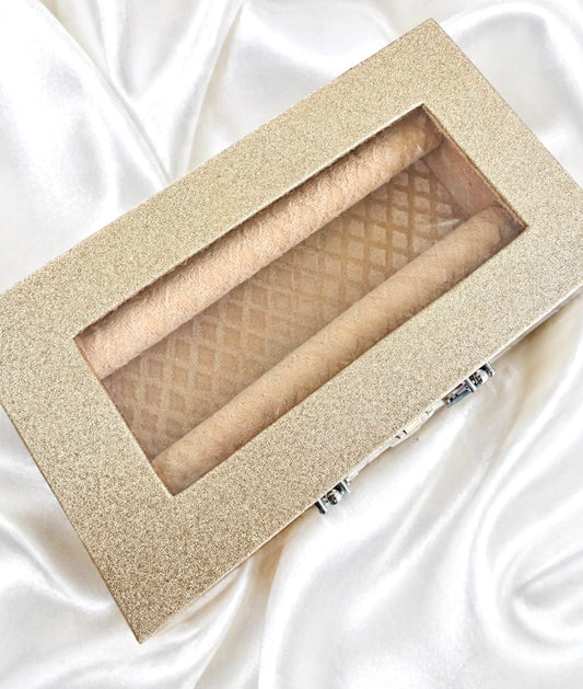 Two Rod Golden Sparkly Bangle Box