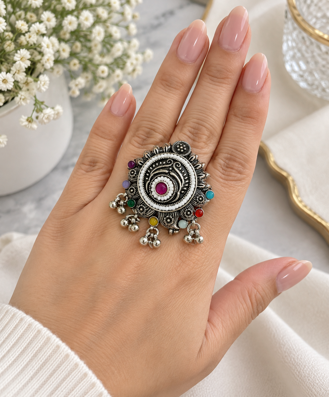 Isabel Oxidized Style Ring-Adjustable