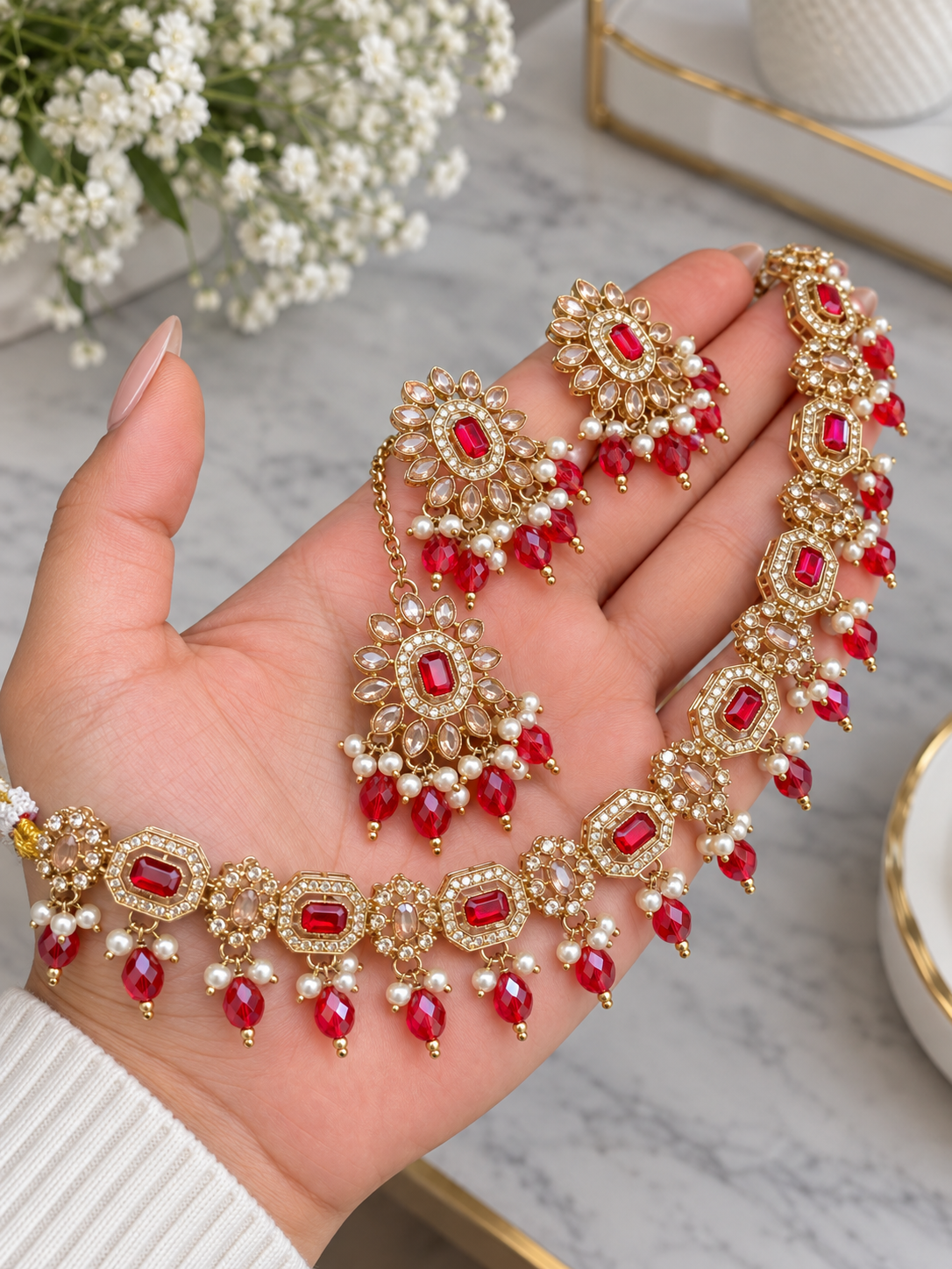 Mehar Reverse AD Sleek Necklace Set