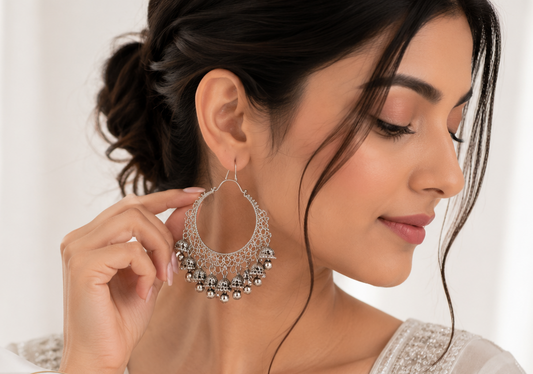 Kashmiri Style Bali in Silver