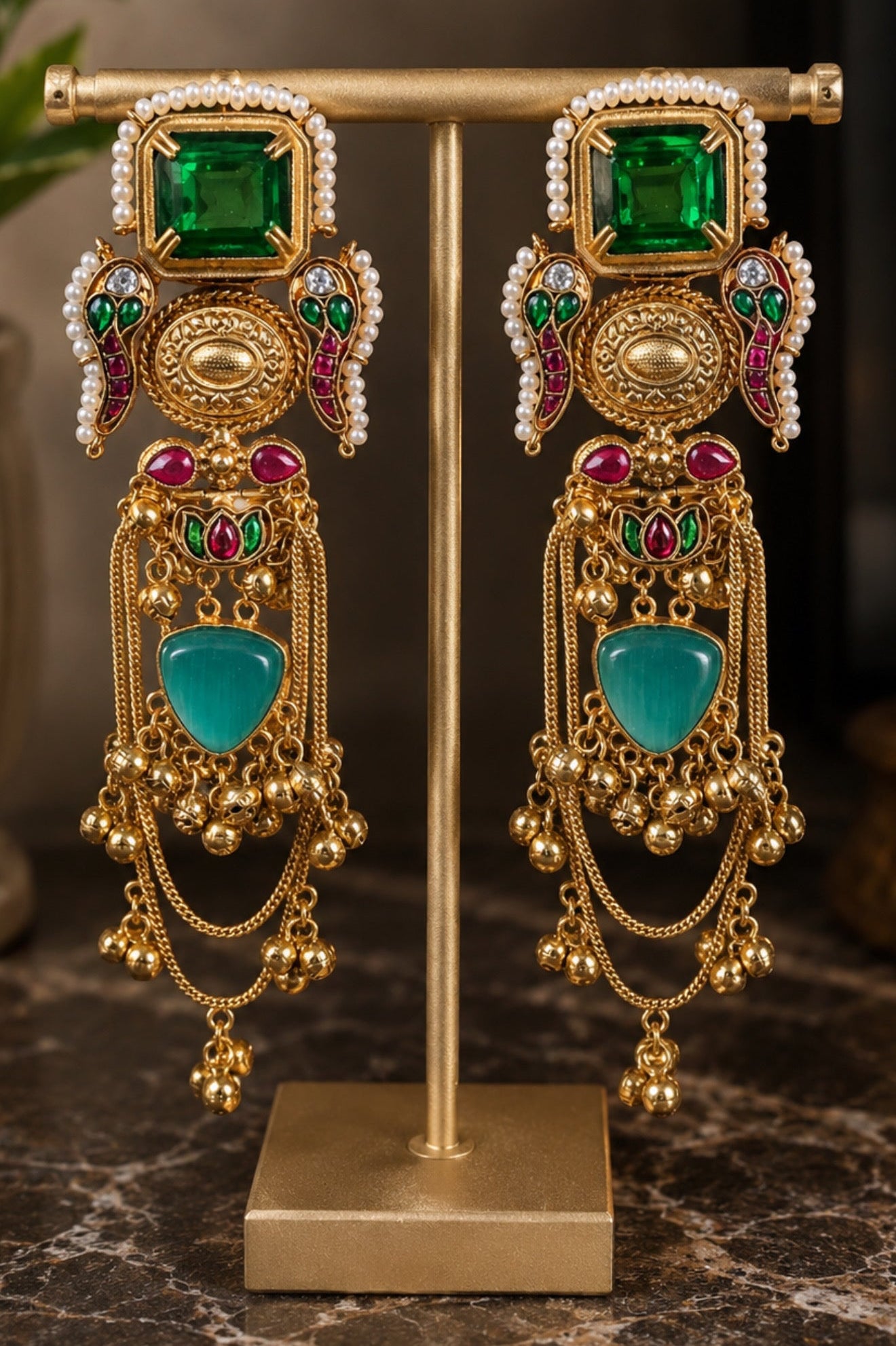 Alisha Premium Pachi Kundan Kashmiri Earrings