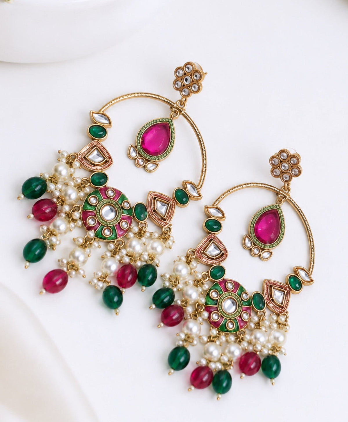 Ashnoor Premium Statement Chandbali Style Earrings