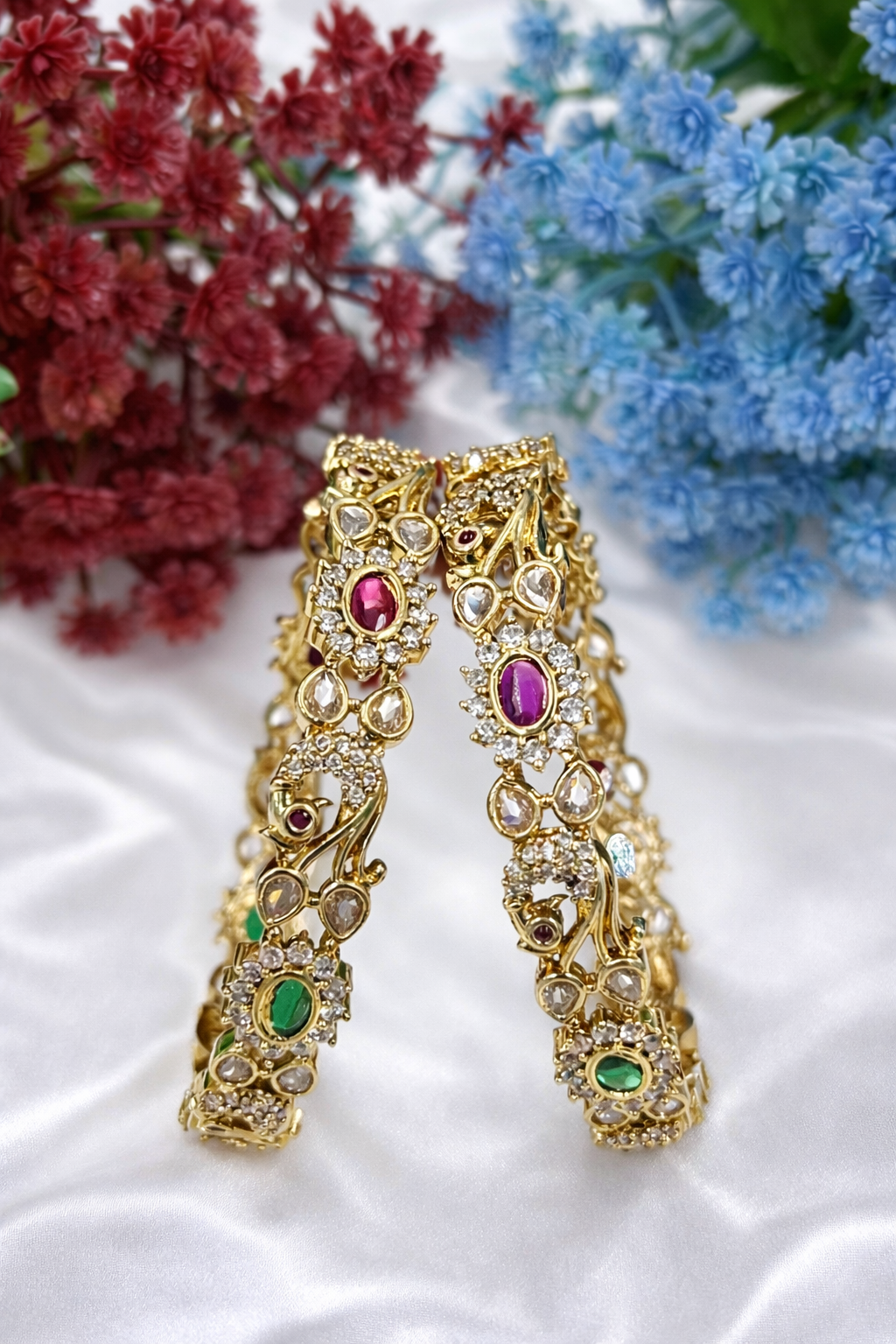 Nimrat Ruby Green Bangle Set
