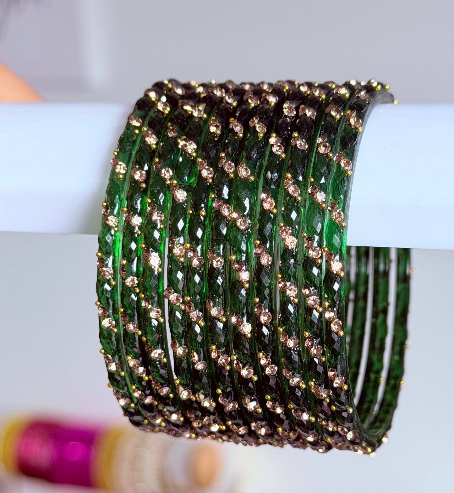 Sophia Bangle Set In Dark Green
