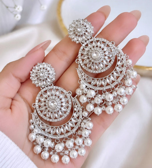 Roshni Silver Statement Earrings