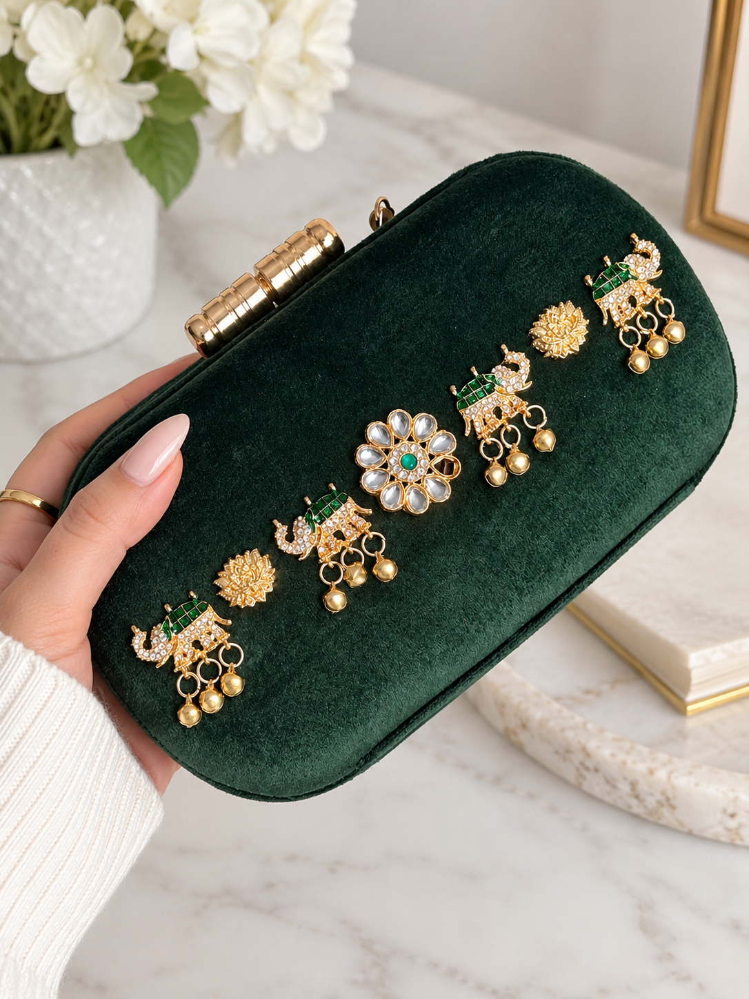 Sabyasachi Kashmiri Style Suede Clutch