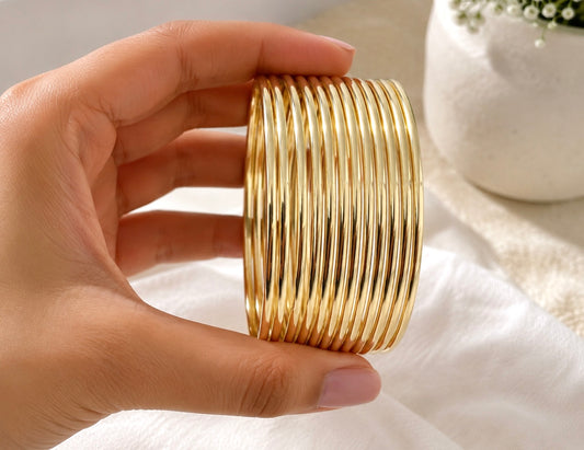 Rani Plain Golden Metal Bangle Set