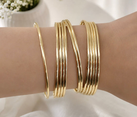 Rani Plain Golden Metal Bangle Set