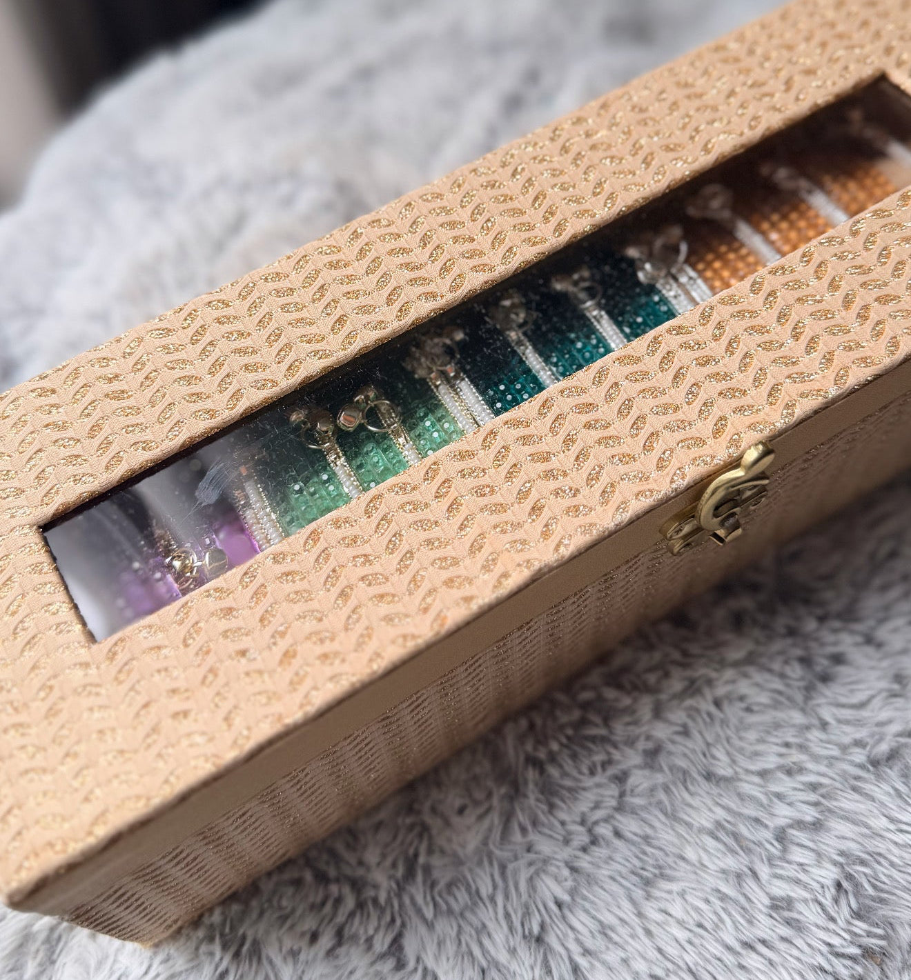 Maria Kashmiri Glass Bangle Box-Box is Included