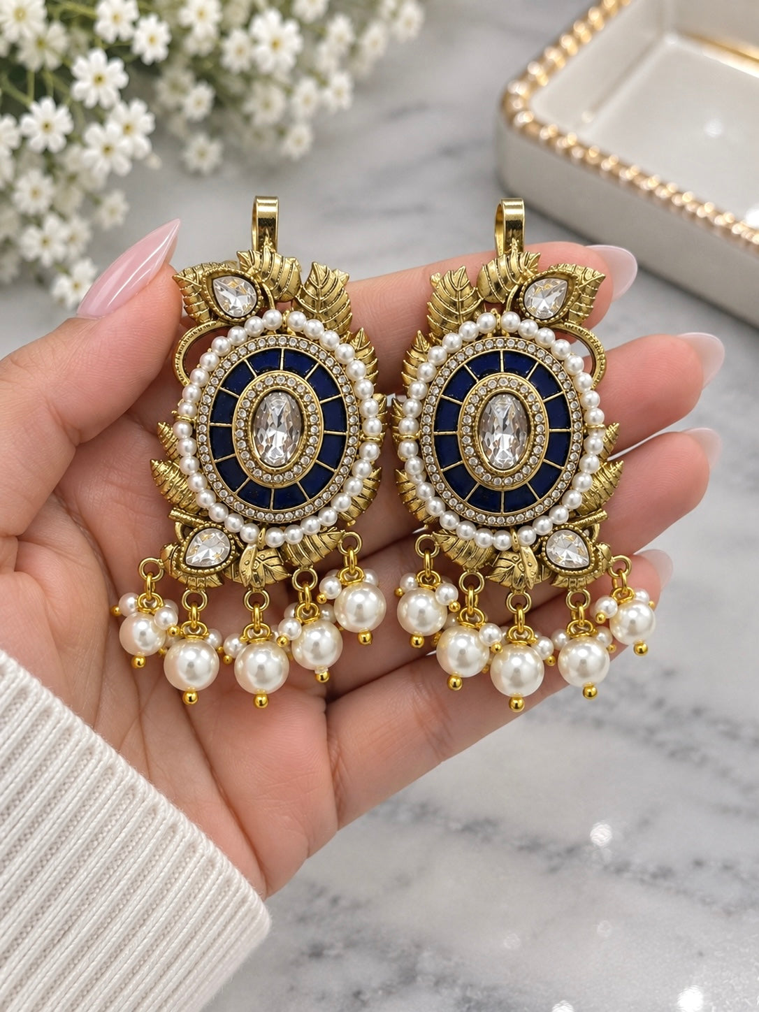 Glass Doublet With Moissanite Studs Premium Quality