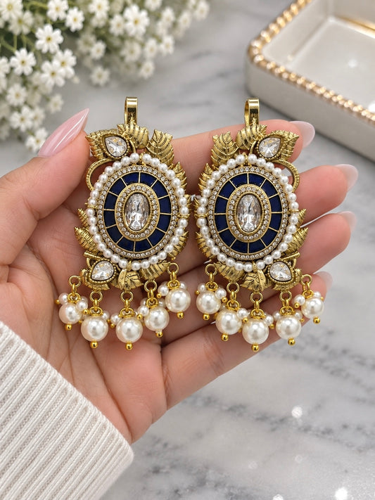 Glass Doublet With Moissanite Studs Premium Quality