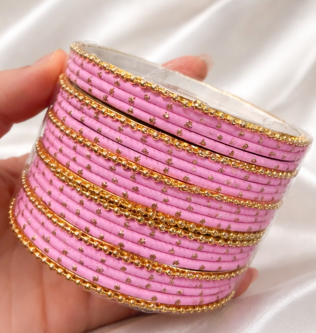 Palak Metal Dotted Bangle Set