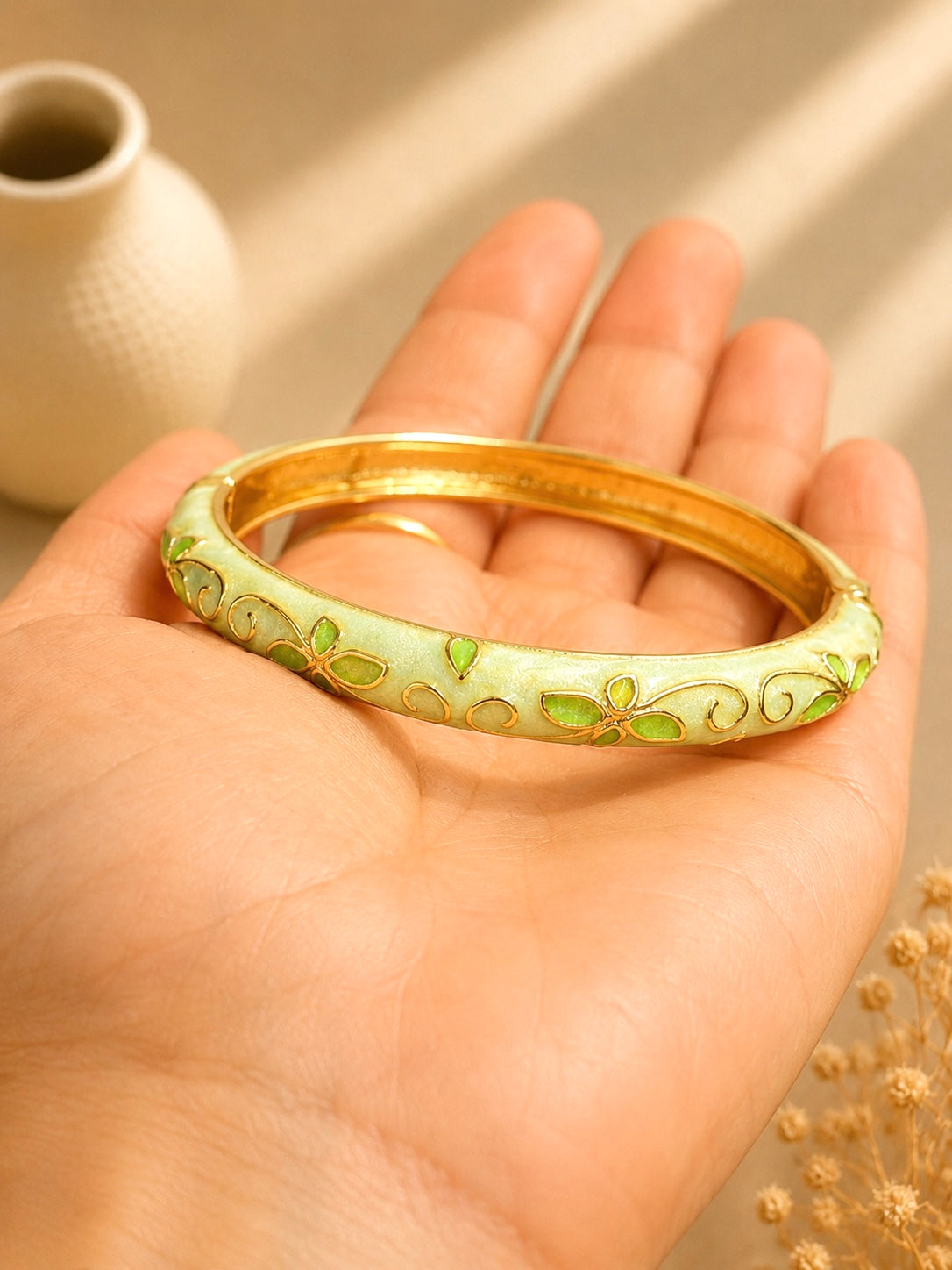 Mariam Openable Enamel Bangle Bracelet-One Piece Only