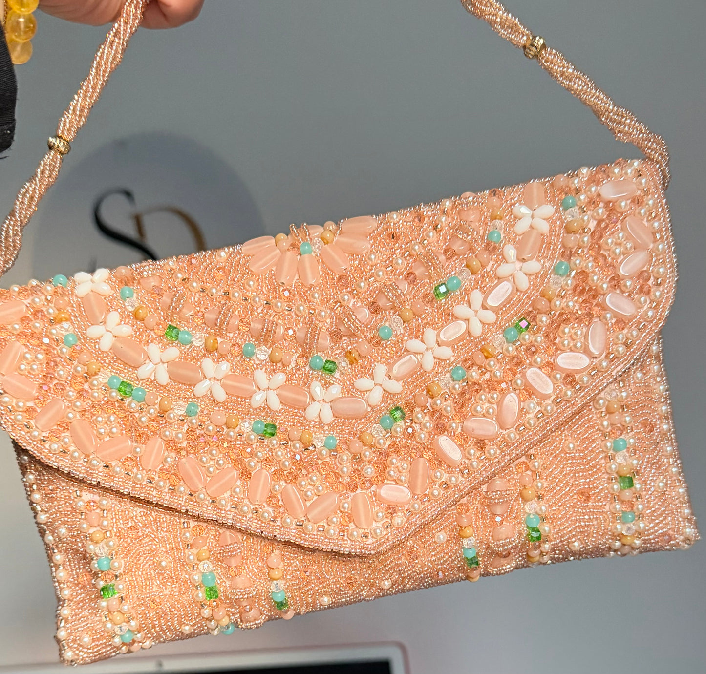 Simran Premium Quality Pearl Embroidered Beaded Clutch