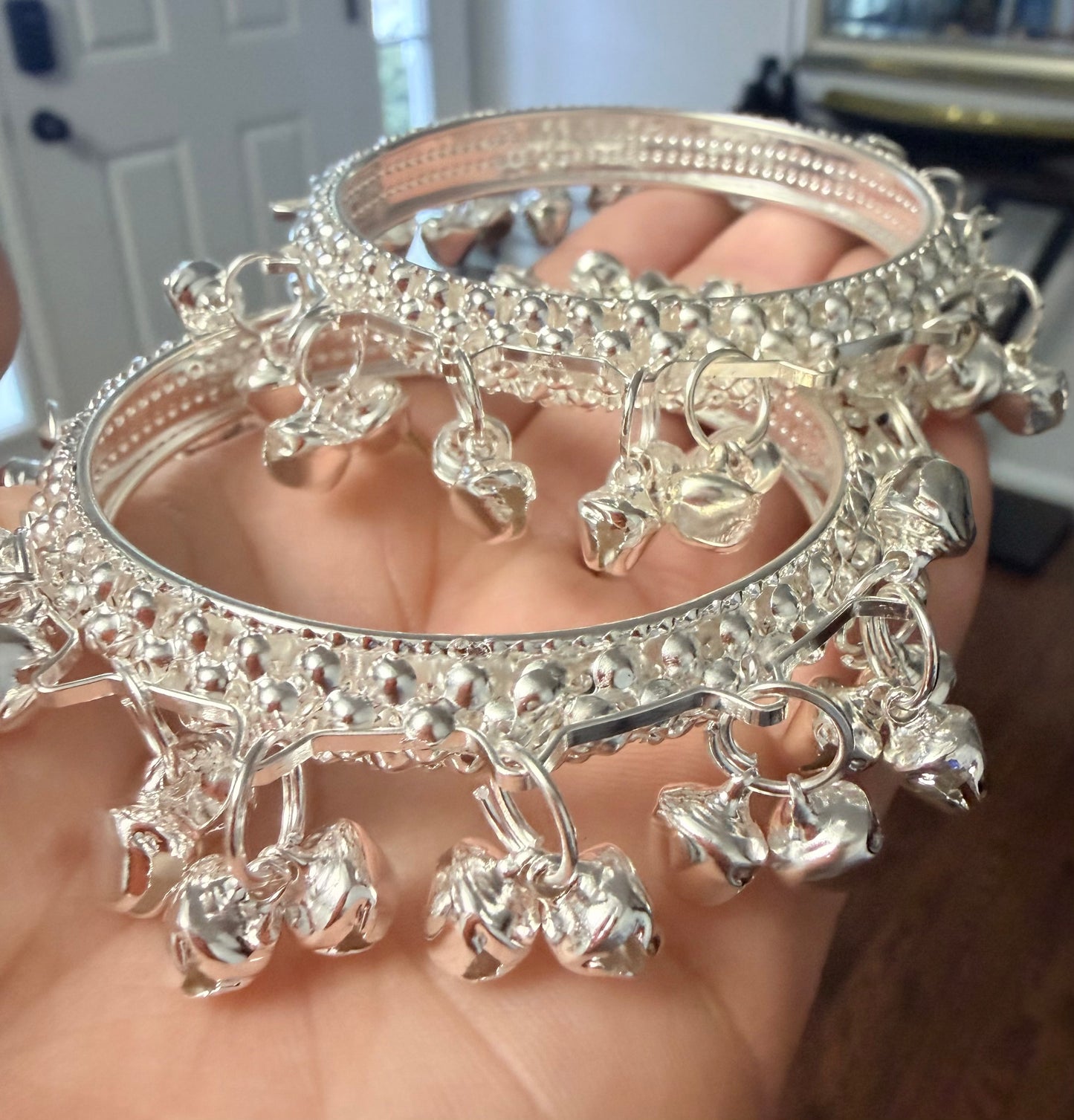 Silver Kashmiri Ghungroo Bangle Set of 2