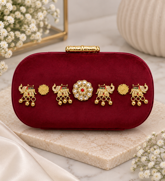 Sabyasachi Kashmiri Style Suede Clutch