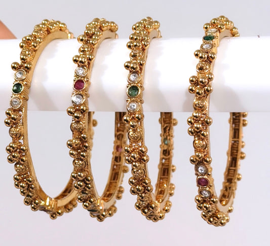 Aveena Premium Gold Plated Bangle Set-Set of 4