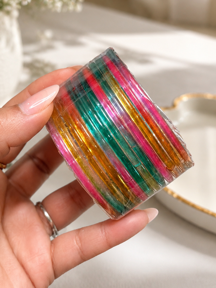 Plain Glossy Glass Bangle Set